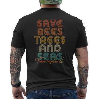 Save The Bees Trees And Seas Climate Change Men's T-shirt Back Print - Seseable