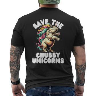 Save The Chubby Unicorn Rhino Colorful Men's T-shirt Back Print - Monsterry CA