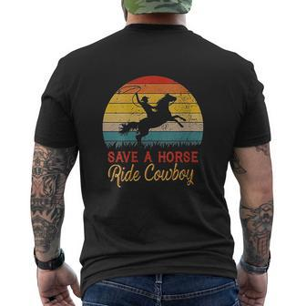 Save A Horse Ride Cowboy Vintage Cowboy Mens Back Print T-shirt - Seseable