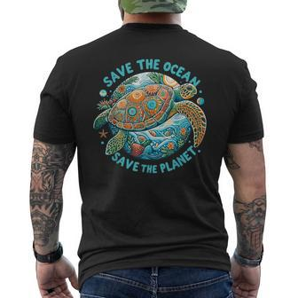 Save The Ocean Save The Planet Cute Sea Turtle Men's T-shirt Back Print | Mazezy