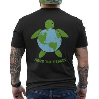 Save The Planet Earth Day Environment Turtle Recycle Ocean Mens Back Print T-shirt - Thegiftio UK