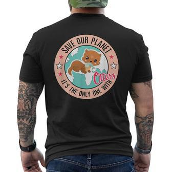 Save Our Planet Otter Baby With Fish Otter Men's T-shirt Back Print - Monsterry AU