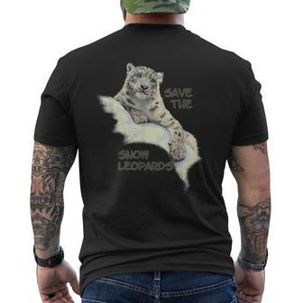 Save The Snow Leopards For Big Cat Lovers Men's T-shirt Back Print - Thegiftio UK