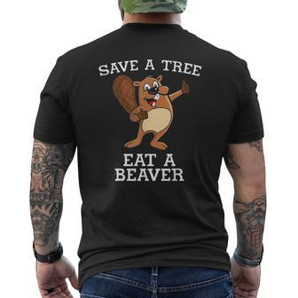 Save A Tree Eat A Beaver Otter Mens Back Print T-shirt - Thegiftio UK