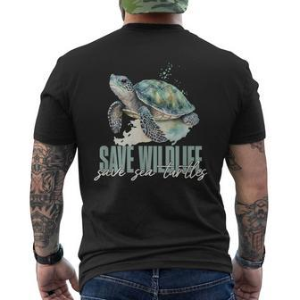 Save Wildlife Save Sea Turtles Endangered Animals Men's T-shirt Back Print - Thegiftio UK
