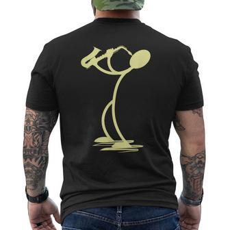 Sax Man Jazz Music Saxophone Player Cartoon Musician Men's T-shirt Back Print - Monsterry AU