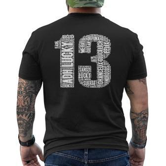 Say Lucky In 13 Different Languages Lucky Mens Back Print T-shirt - Thegiftio UK