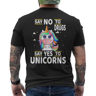 Say No To Drugs Say Yes To Unicorns Red Ribbon Week Men's T-shirt Back Print - Monsterry UK