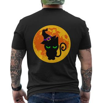 Scary Black Cat Costume Witch Hat Amp Moon Graphics Halloween Quote Mens Back Print T-shirt - Thegiftio UK