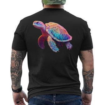 Schildkröte Bunt Polygon Pink Tiermotiv Kunst Geometrisch T-Shirt mit Rückendruck - Geschenkecke