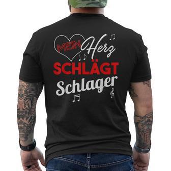 Schlagermusik-Fan Kurzärmliges Herren-T-Kurzärmliges Herren-T-Shirt: Mein Herz schlägt Schlager, Liebhaber-Kurzärmliges Herren-T-Shirt - Seseable