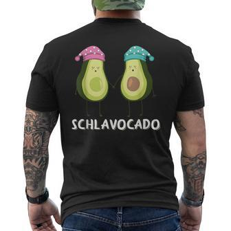 Schlavocado Avocado Couple Pyjamas Tired Sleep Slogan T-Shirt mit Rückendruck - Seseable