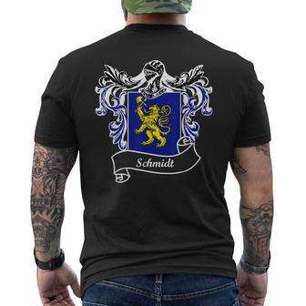 Schmidt Coat Of Arms Surname Last Name Family Crest Mens Back Print T-shirt - Thegiftio