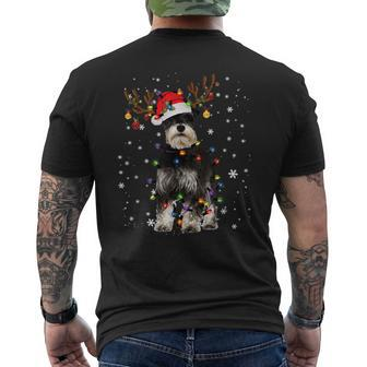 Schnauzer Christmas Reindeer Santa Hat Pajama Dog Lover Mens Back Print T-shirt - Thegiftio UK