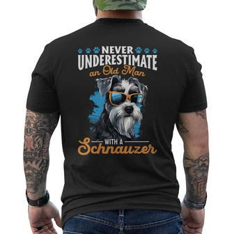 Schnauzer Dog Breed Pet Never Underestimate A Old Man Men's T-shirt Back Print | Mazezy