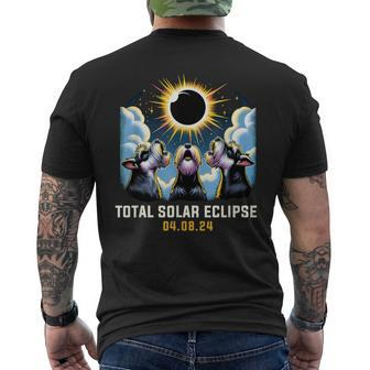 Schnauzer Dog Howling At Solar Eclipse Men's T-shirt Back Print - Seseable
