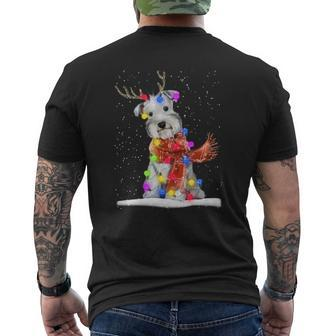 Schnauzer Reindeer Light Christmas Mens Back Print T-shirt - Thegiftio UK