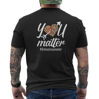 School Counselor You Matter Heart V2 Mens Back Print T-shirt - Thegiftio UK