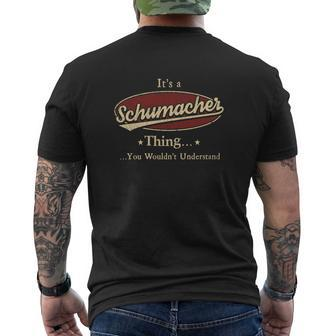 Schumacher Name T Schumacher Family Crest Mens Back Print T-shirt | Seseable UK