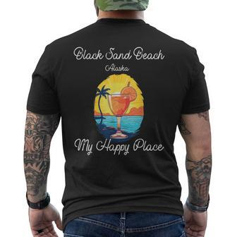 Schwarzer Sandstrand Alaska Mein Glücklicher Ort T-Shirt mit Rückendruck - Seseable