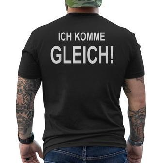 Schwarzes Kurzärmliges Herren-T-Kurzärmliges Herren-T-Shirt ICH KOMME GLEICH! Aufdruck, Lustiges Statement Tee - Seseable