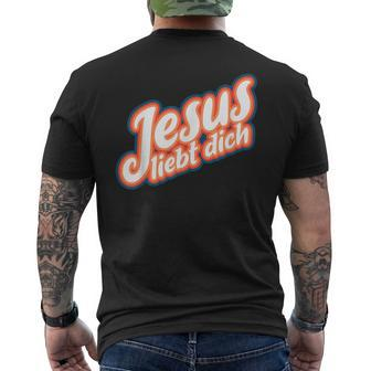 Schwarzes Kurzärmliges Herren-T-Kurzärmliges Herren-T-Shirt mit 'Jesus liebt dich' Aufdruck, Christliche Mode - Seseable