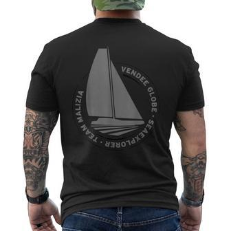 Schwarzes Kurzärmliges Herren-T-Kurzärmliges Herren-T-Shirt mit Segelboot-Design, Vendee Globe Herausforderung - Seseable
