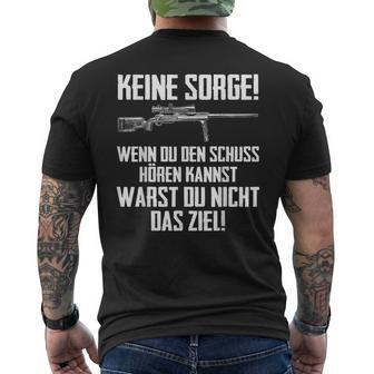 Schwarzes Kurzärmliges Herren-T-Kurzärmliges Herren-T-Shirt mit Spruch & Gewehr, Zieljagd-Motiv für Schützen - Seseable