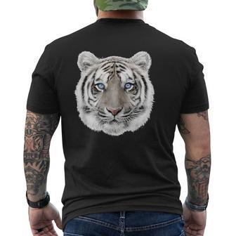 Schwarzes Kurzärmliges Herren-T-Kurzärmliges Herren-T-Shirt mit Weißem Tiger-Gesicht, Tiermotiv Tee - Seseable
