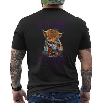 Scotland Is Calling And I Must Go Highland Cow Men's T-shirt Back Print - Monsterry AU