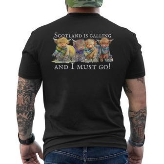 Scotland Is Calling And I Must Go Highland Cow Men's T-shirt Back Print - Monsterry AU