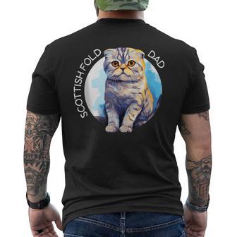 Scottish Fold Katzen Papa Cat Dad Daddy Haustier Freund T-Shirt mit Rückendruck - Geschenkecke