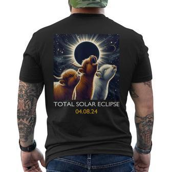 Scottish Highland Cow Howling At Total Solar Eclipse 2024 Men's T-shirt Back Print - Monsterry DE