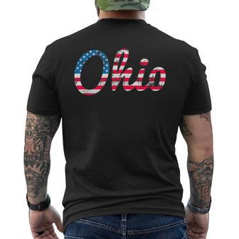 Script Ohio Usa Pride Stars And Stripes Flag Men's T-shirt Back Print - Monsterry CA