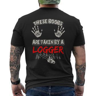 These Boobs Are Taken By A Logger Men's T-shirt Back Print | Mazezy