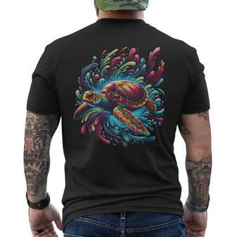Sea Turtle Beach Lover Ocean Animal Graphic Novelty Womens Men's T-shirt Back Print - Monsterry AU