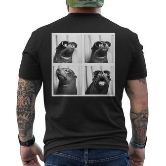 Seal With Sunglasses Cool Sea Lion Ocean Animal Photobooth Men's T-shirt Back Print - Monsterry