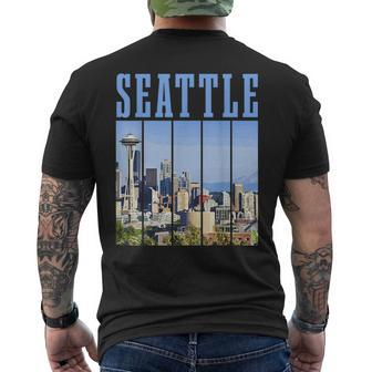 Seattle Skyline Washington Vintage Pride Men's T-shirt Back Print - Monsterry
