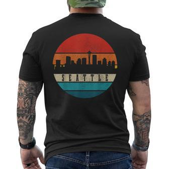 Seattle Washington Skyline Pride Vintage Seattle Men's T-shirt Back Print - Monsterry