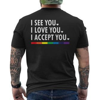 I See I Love You I Accept You Lgbtq Ally Gay Pride Men's T-shirt Back Print - Monsterry CA