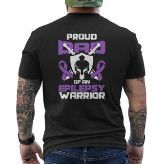 Seizure Disorder Awareness Proud Dad Of Epilepsy Warrior Mens Back Print T-shirt | Mazezy