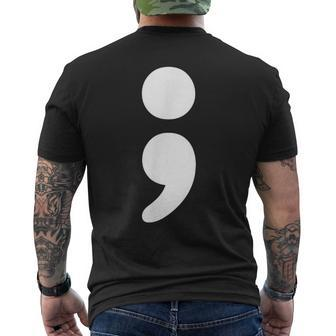 Semicolon Mental Health Matters Awareness Month Men's T-shirt Back Print - Monsterry