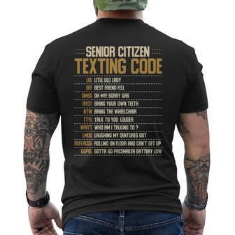 Senior Citizen Texting Code Cool Old People Saying Mens Back Print T-shirt - Thegiftio UK