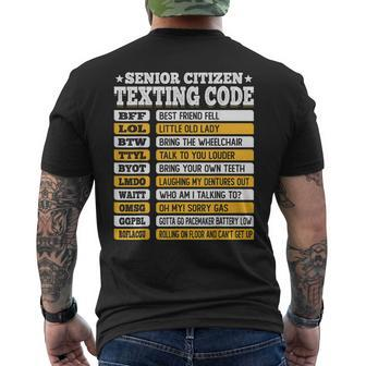 Senior Citizen Texting Code Old People Idea V2 Mens Back Print T-shirt - Thegiftio UK