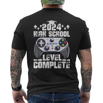 Senior Gamer 2024 High School Level Complete 2024 Grad Men's T-shirt Back Print - Monsterry