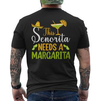 This Senorita Needs A Margarita Mexican Fiesta Cinco De Mayo Men's T-shirt Back Print | Mazezy CA