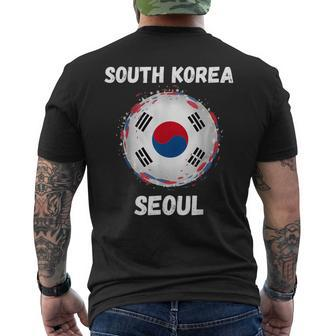 Seoul South Korea Retro Vintage Korean Flag Souvenirs Men's T-shirt Back Print - Monsterry