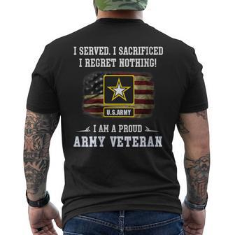 I Served Sacrificed Regret Nothing I Am A Proud Army Veteran Men's T-shirt Back Print - Monsterry