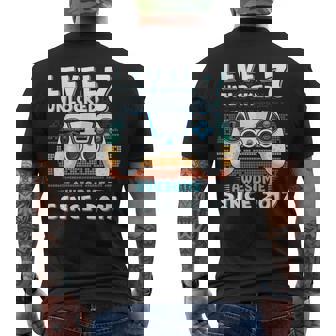 Seven 7Th Birthday Decoration Boy 7Yr 7 Year Old Birthday Men's T-shirt Back Print | Mazezy