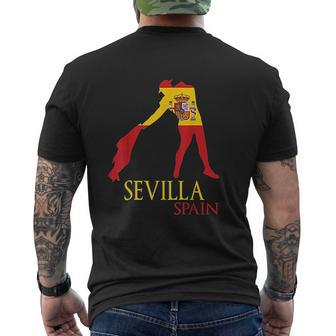 Sevilla Spain Bull Fighter Flag Family Souvenir Mens Back Print T-shirt - Thegiftio UK